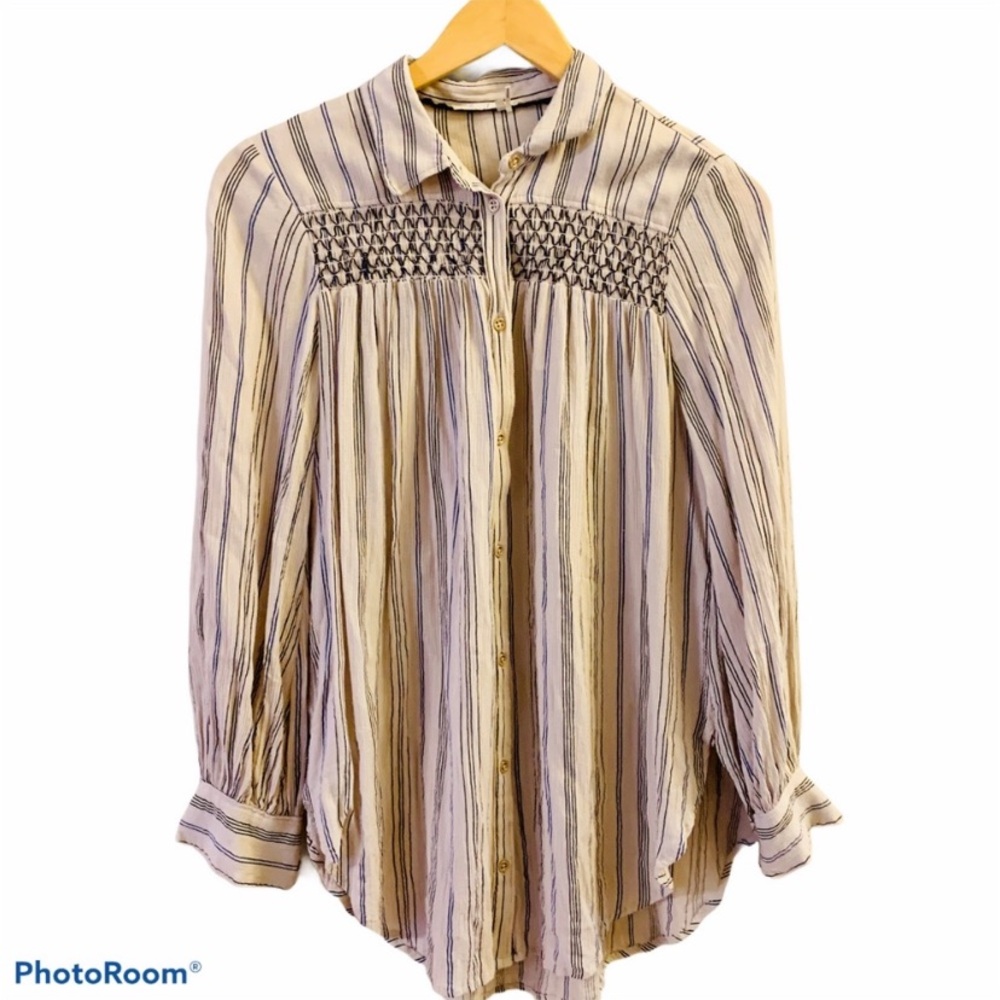 ANTHROPOLOGIE FLOREAT Northfolk Stripe Button Down Top - Picture 3 of 10